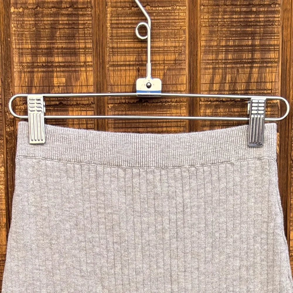 Free People Skyline Gray Ribbed Knit Split Skirt
